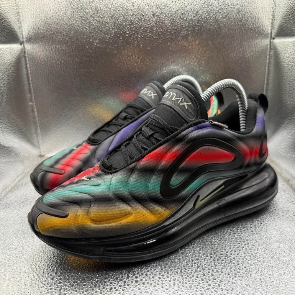 Size 7Y Nike Air Max 720 GS Black‎ Multi Kids Lace-Up Running Shoes AQ3196-011